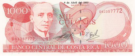 1000 Colones 9.4.2003